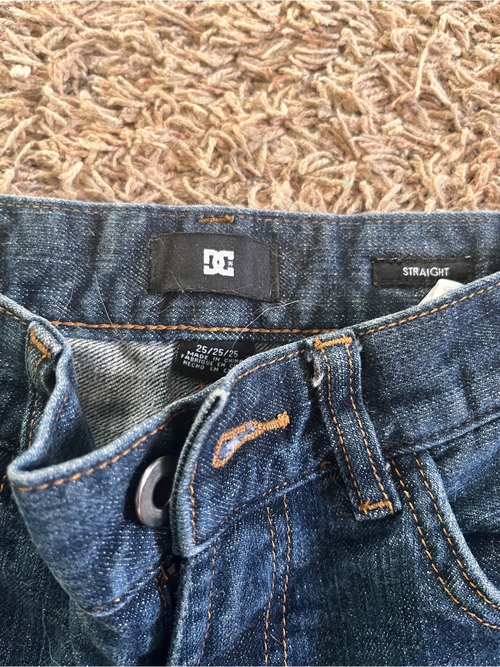 DC Kids Dark Blue Straight Jeans with Orange Stitching